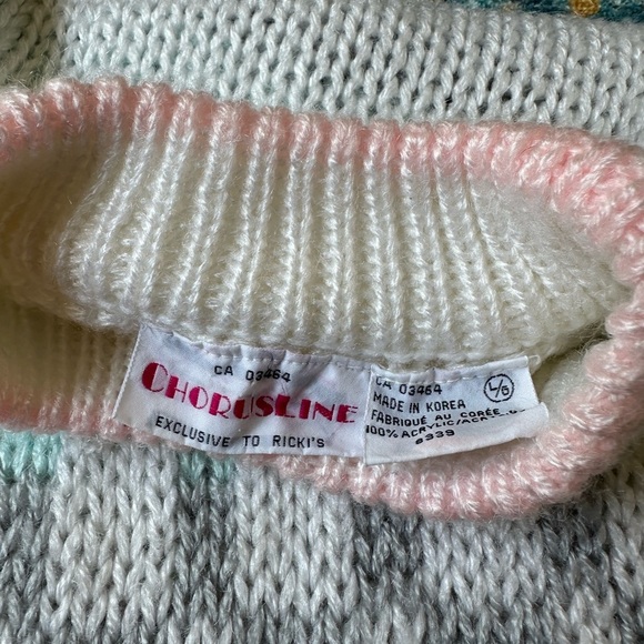 Vintage Chorus Line Pastel Pullover Sweater Large - Picture 3 of 4